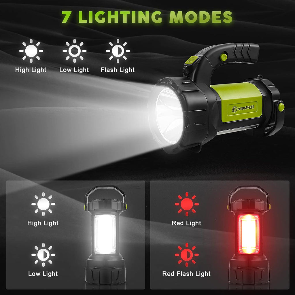 Camping Lantern Rechargeable, LED Flashlight Spotlight Lantern with 800LM, 3600 mAh, Strap Included Portable Bright