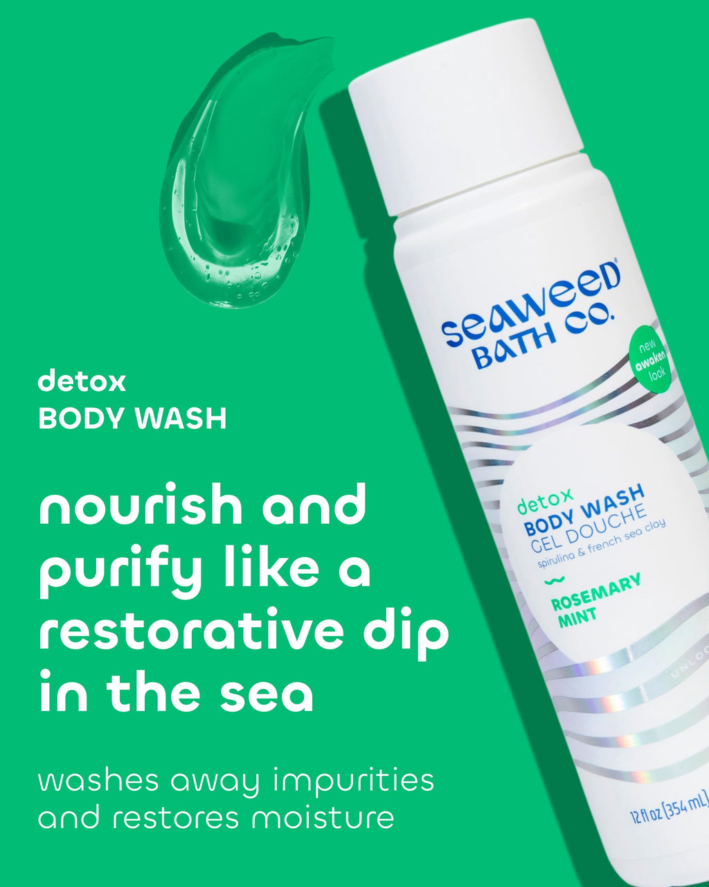 Seaweed Bath Co. Detox Body Wash, Rosemary Mint, 12 oz
