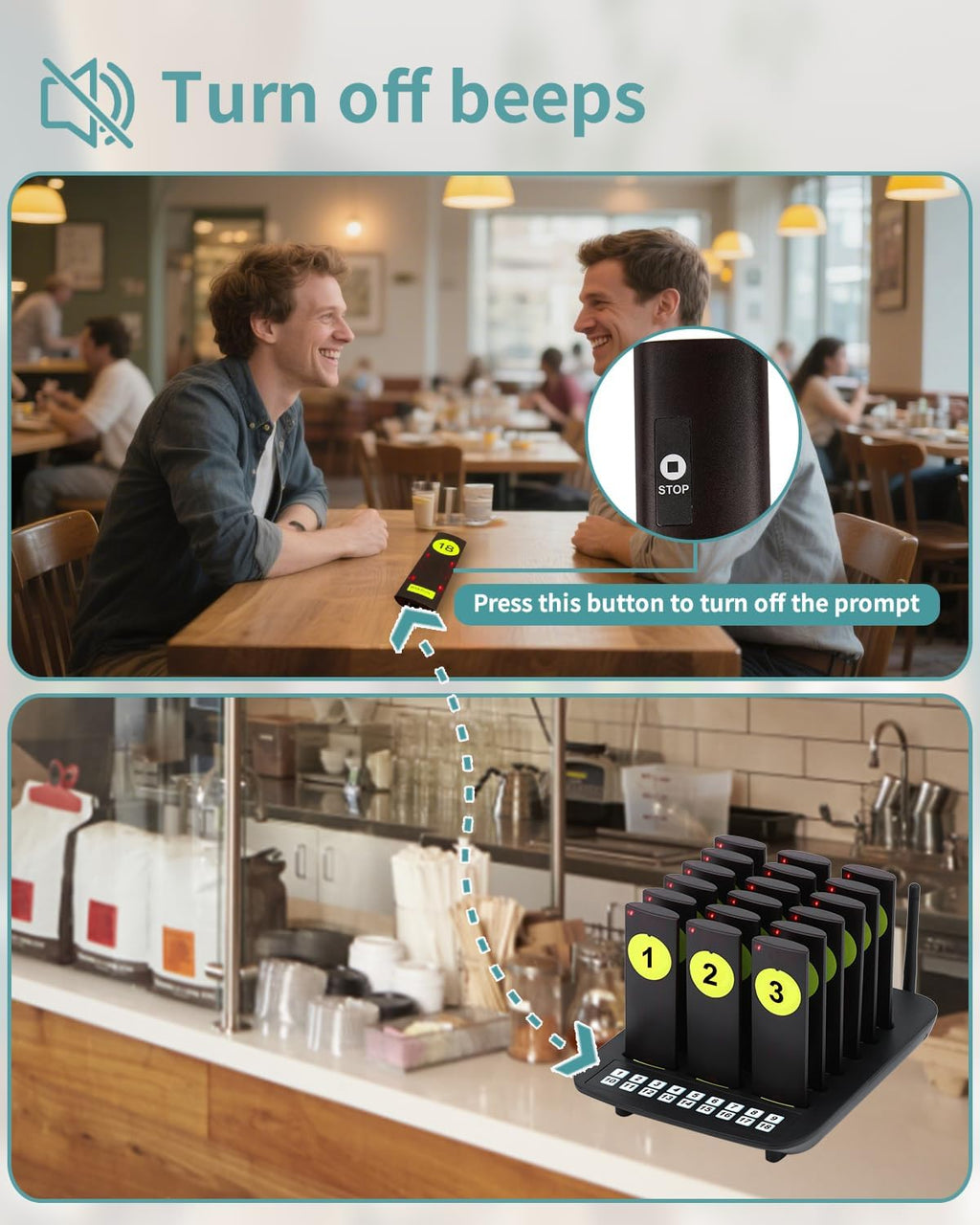 Long Range Wireless Restaurant Pager System,2000Ft Coverage with Vibration & Flashing Alert, Ideal for Food Trucks