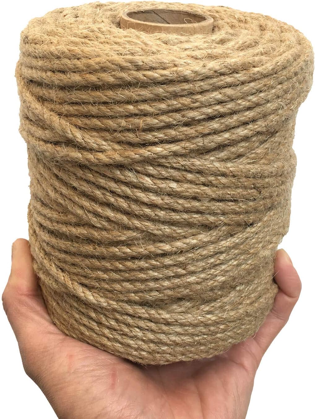 5mm Jute Twine, 328 Feet Braided Jute Rope, Heavy Duty and Thick Twine Rope for DIY Artwork, Bundling, Home Decor