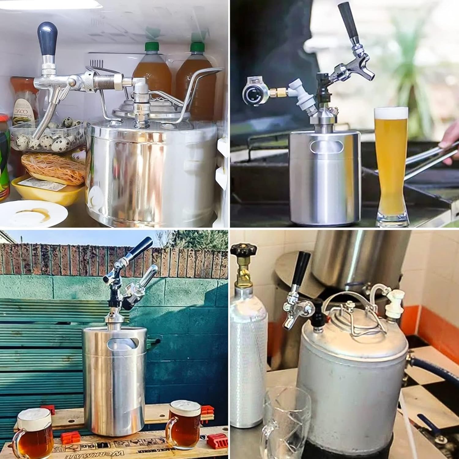 2 Pairs Ball Lock Keg Post – Homebrew Gas & Liquid Corny Keg Connectors | Stainless Steel, Standard 19/32"-18 Thread