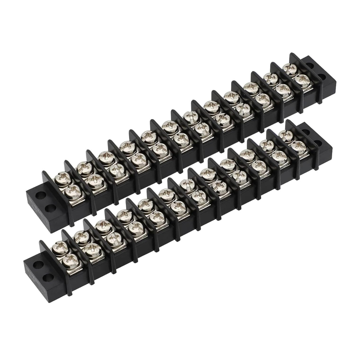 MGI SpeedWare 12 Circuit Double Screw Terminal Junction Block 300V/20A, Row Barrier Strip (2-Pack)