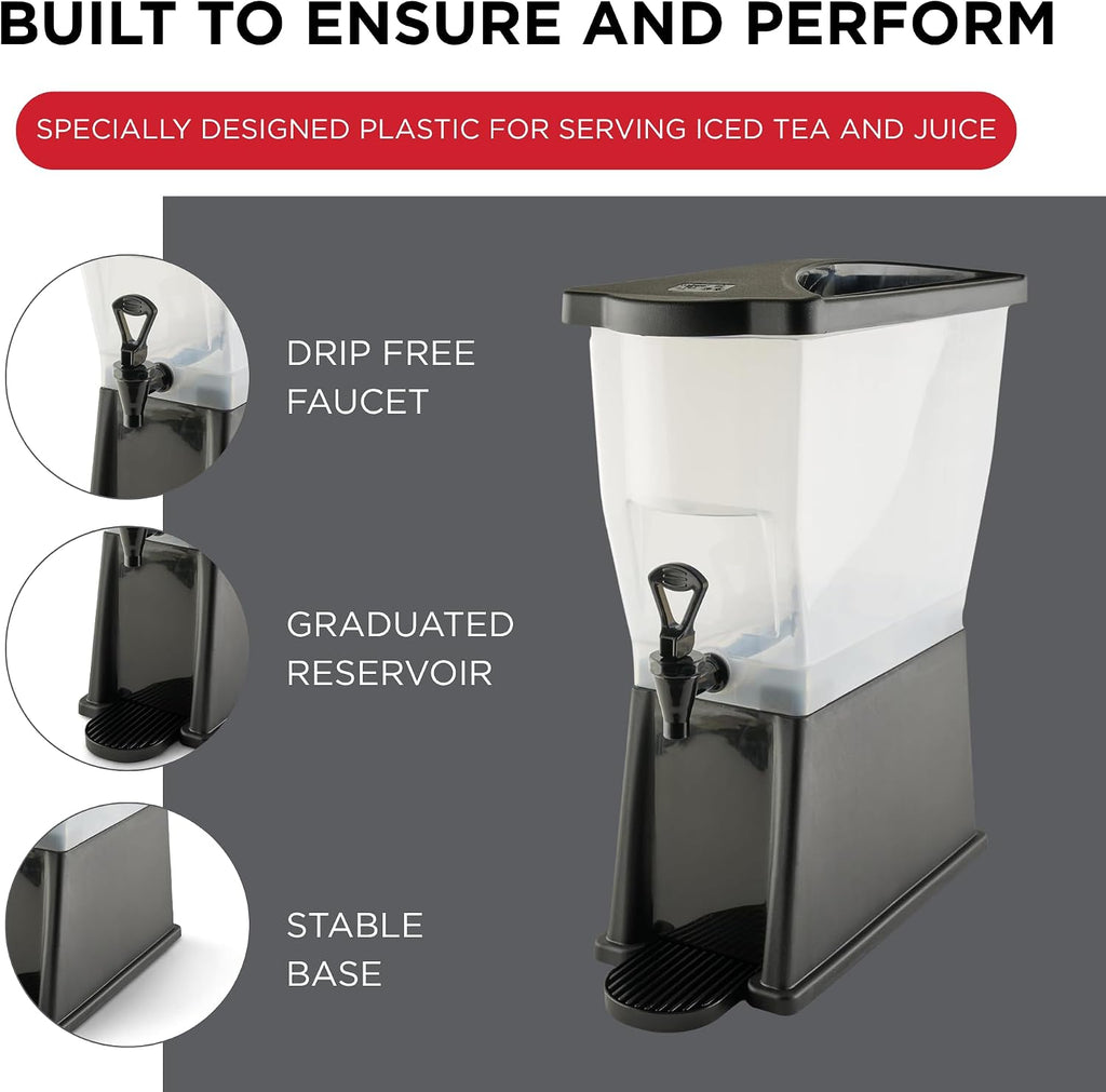 3 Gallon Slim Plastic Beverage Dispenser with Base