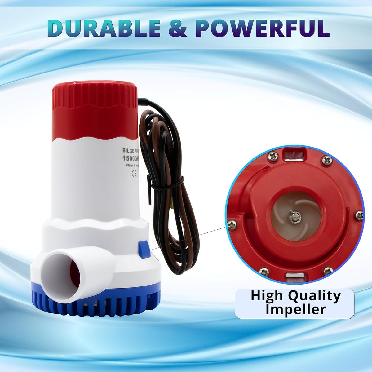 1500 GPH 12V Non-Automatic Submersible Bilge Pump
