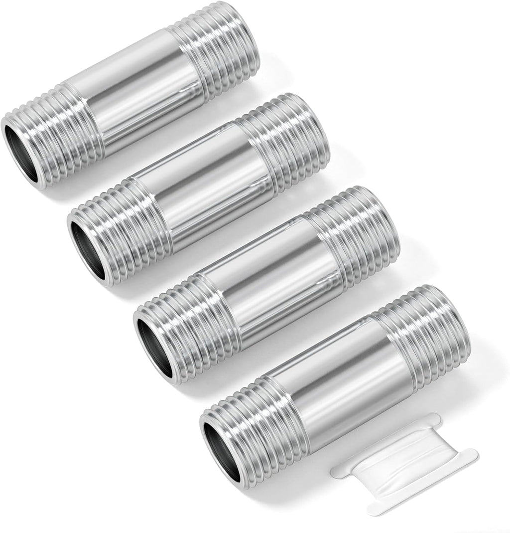 TAISHER 4Pcs 304 SS Nipple Cast Pipe Fitting, 1/4" NPT Male, 2" Length