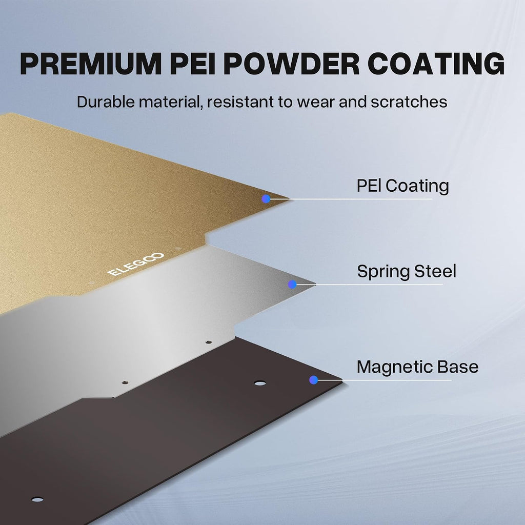 ELEGOO 235x235mm PEI Sheet Magnetic Build Plate for Neptune 3 Pro | PEI Spring Steel Flexible Platform with Adhesive Bed