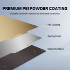ELEGOO 235x235mm PEI Sheet Magnetic Build Plate for Neptune 3 Pro | PEI Spring Steel Flexible Platform with Adhesive Bed