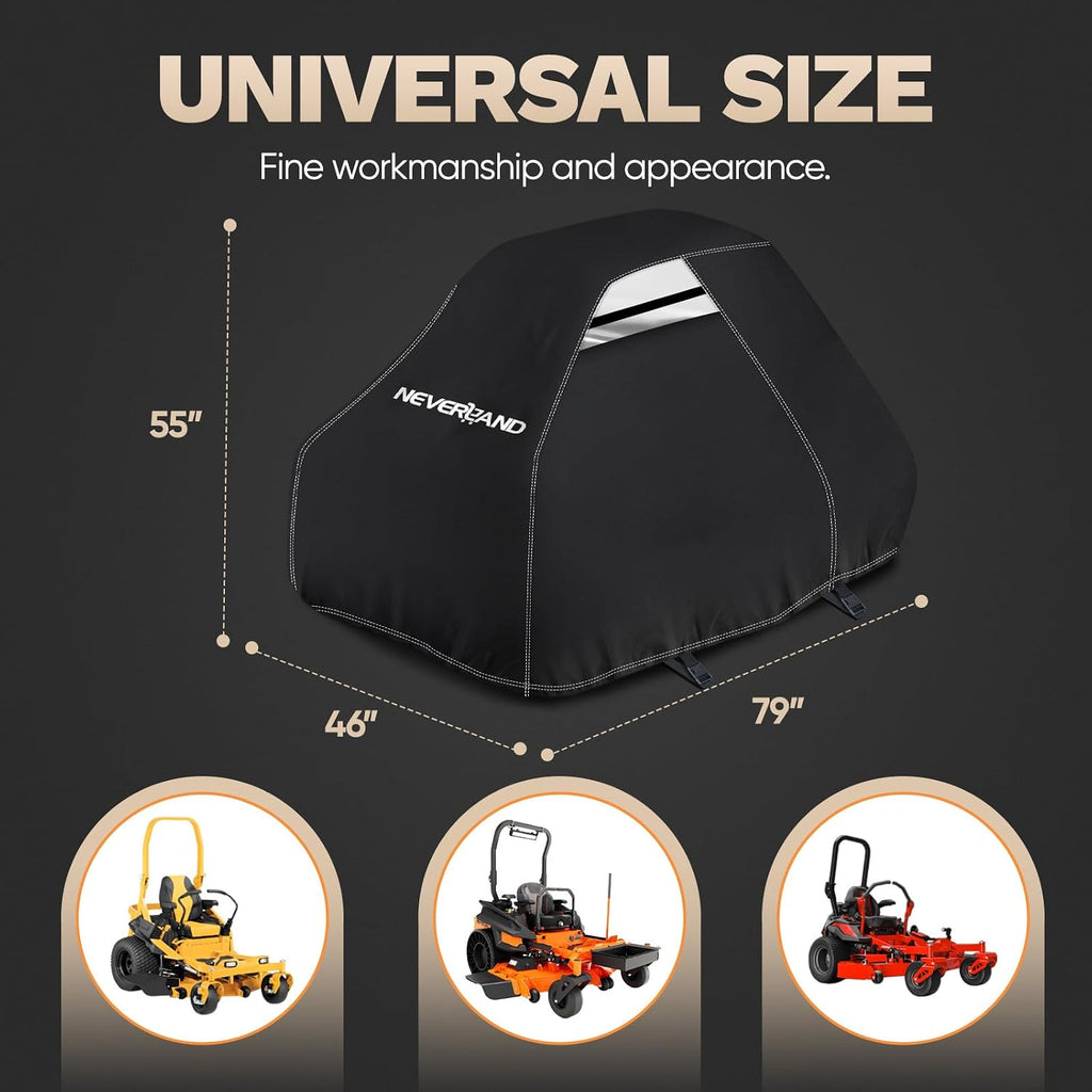Zero Turn Mower Cover Waterproof 210D Fit Lawn Tractor up to 60" | Anti-UV Lawn Mower Cover with Dual Air Vents