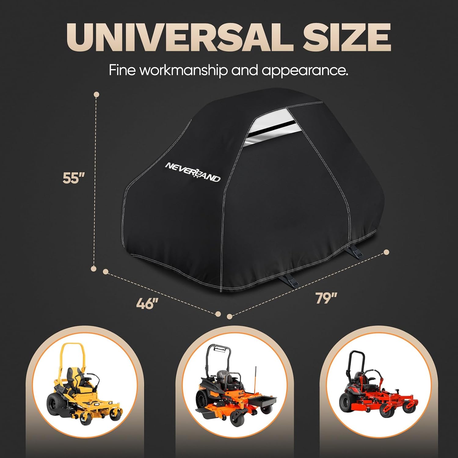 Zero Turn Mower Cover Waterproof 210D Fit Lawn Tractor up to 60" | Anti-UV Lawn Mower Cover with Dual Air Vents