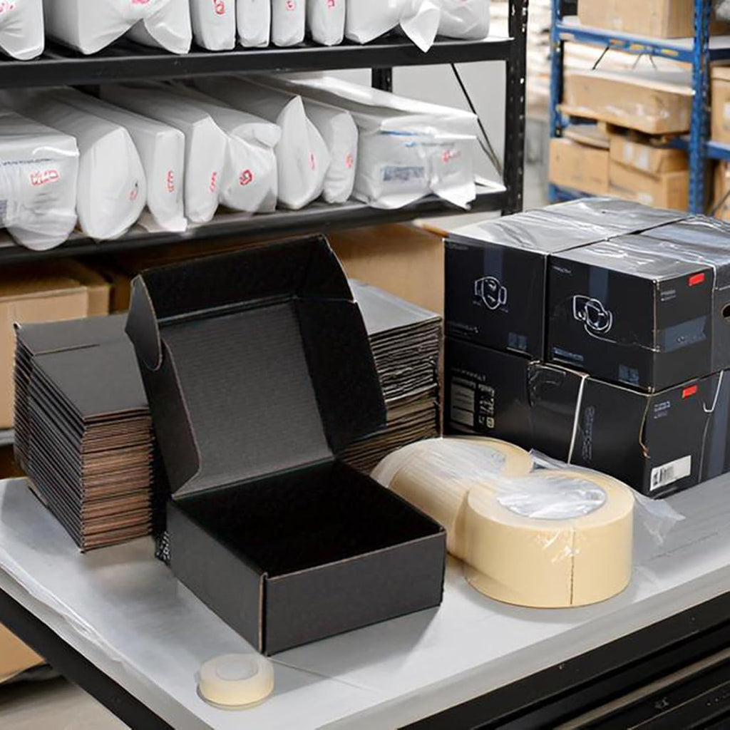 8x8x3 Black Shipping Boxes for Small Business, Packing, 25 Pack
