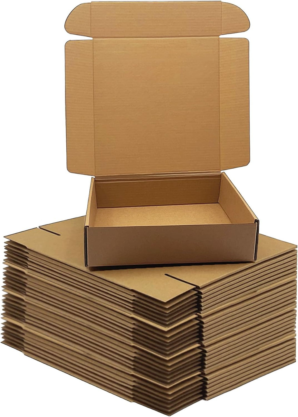 8x8x2 inch Shipping Boxes, Bulk 28 Pack, Brown Corrugated Cardboard Mailers