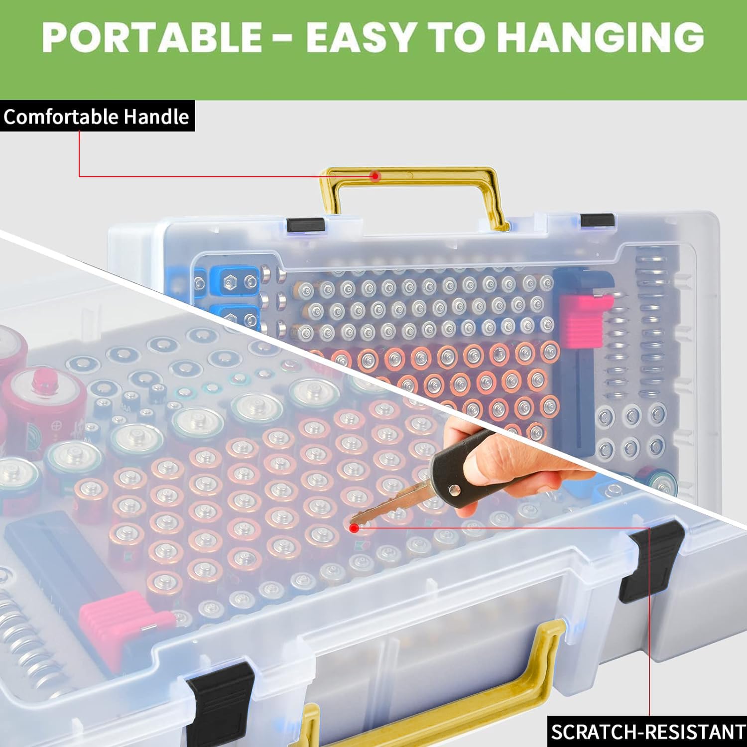 Battery Organizer Storage Holder- Batteries Case Containers Box with Tester | Batteries Case Containers Box with
