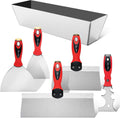 Bates Drywall Knife Set - 6pcs, Finishing Tools with Mud Pan & Spackle Knives