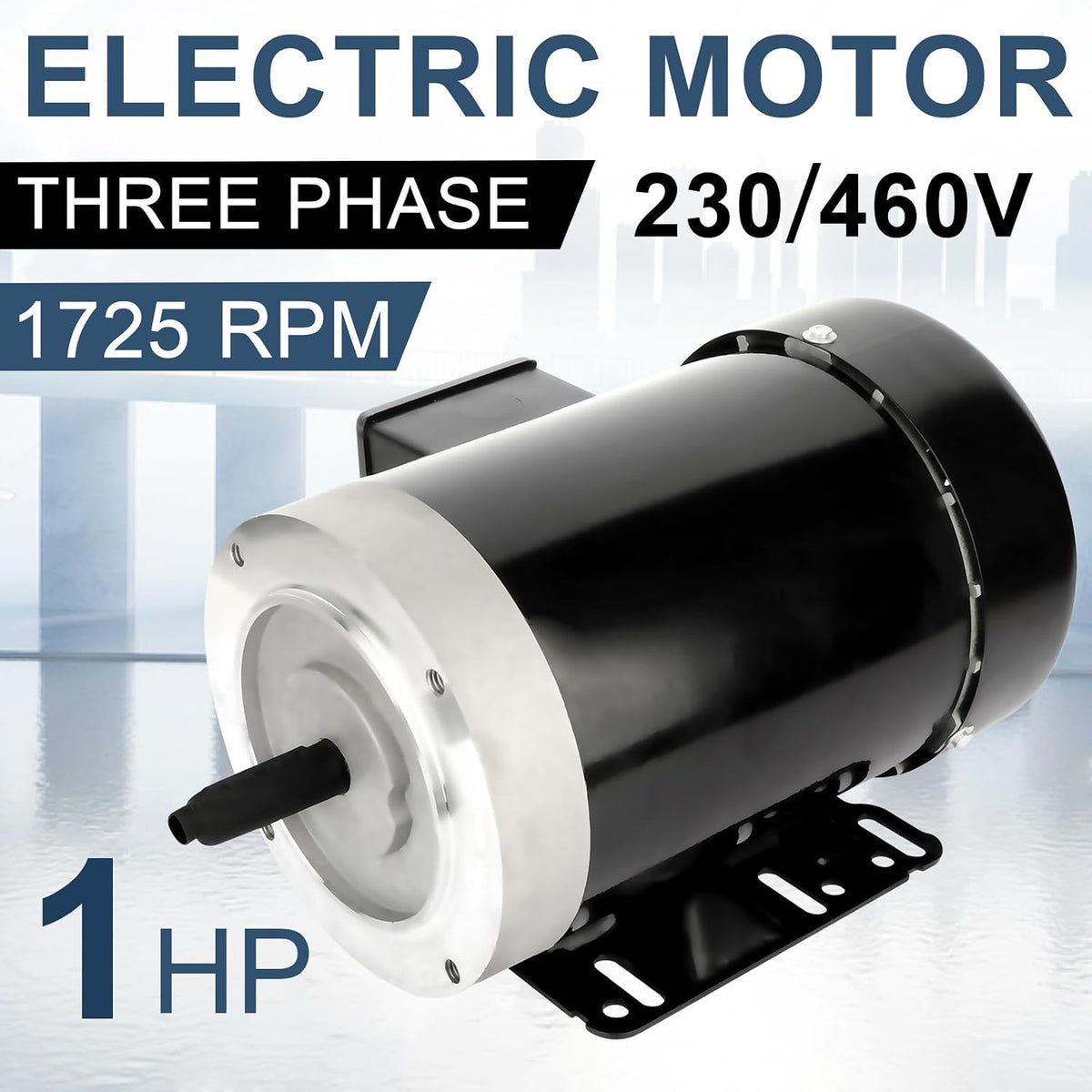 1HP General Electric Motor 1725RPM Three Phase 56C Frame 230V/460V TEFC