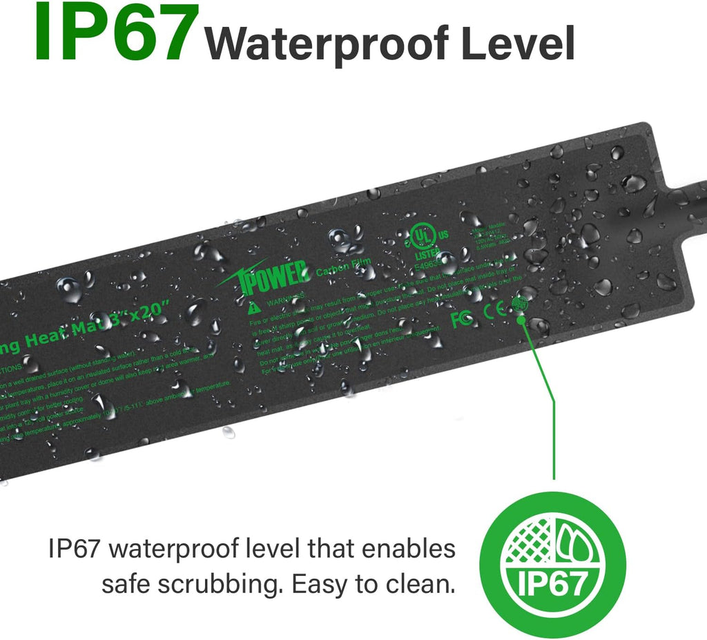 3" x 20" Seeding Heat Mat with Thermostat Temperature Adjustable Knob Durable Warm Hydroponic Plant Germination