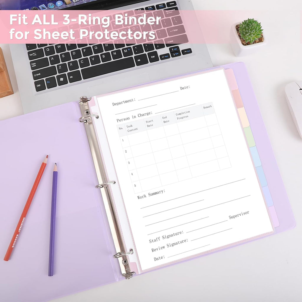 Large Binder Dividers,Tabs Viewable Beyond Sheet Protectors,8-Tab,1sets,Durable Plastic Dividers for 3 Ring Binder