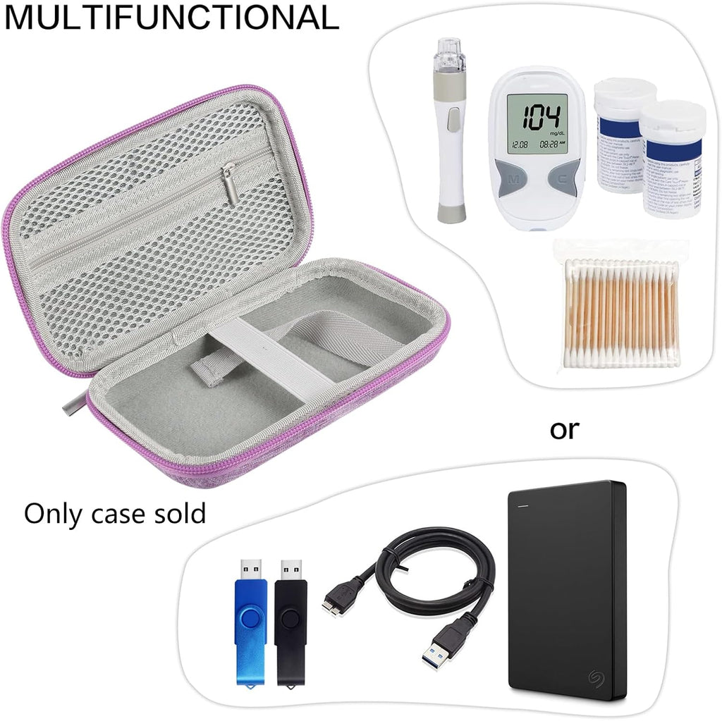Diabetes Travel Case EVA Hard Shell Diabetic Supplies Bag Organizer for Blood Sugar Testing Kit, Glucose Monitor Kit