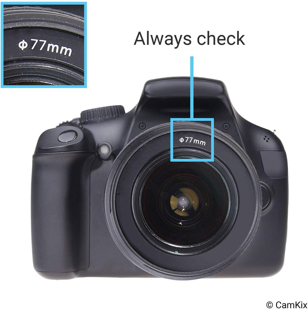 77mm Set of 2 Camera Lens Hoods and 1 Lens Cap - Rubber (Collapsible) + Tulip Flower - Sun Shade/Shield - Reduces
