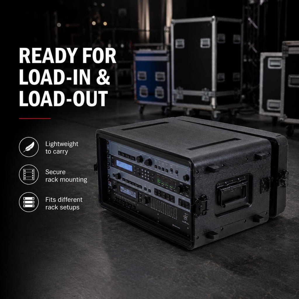 5U Rack Case 13.7" | Complete Wireless System Case, Adjustable Rails 9"–13", Extra-Deep Lids, Watertight PE