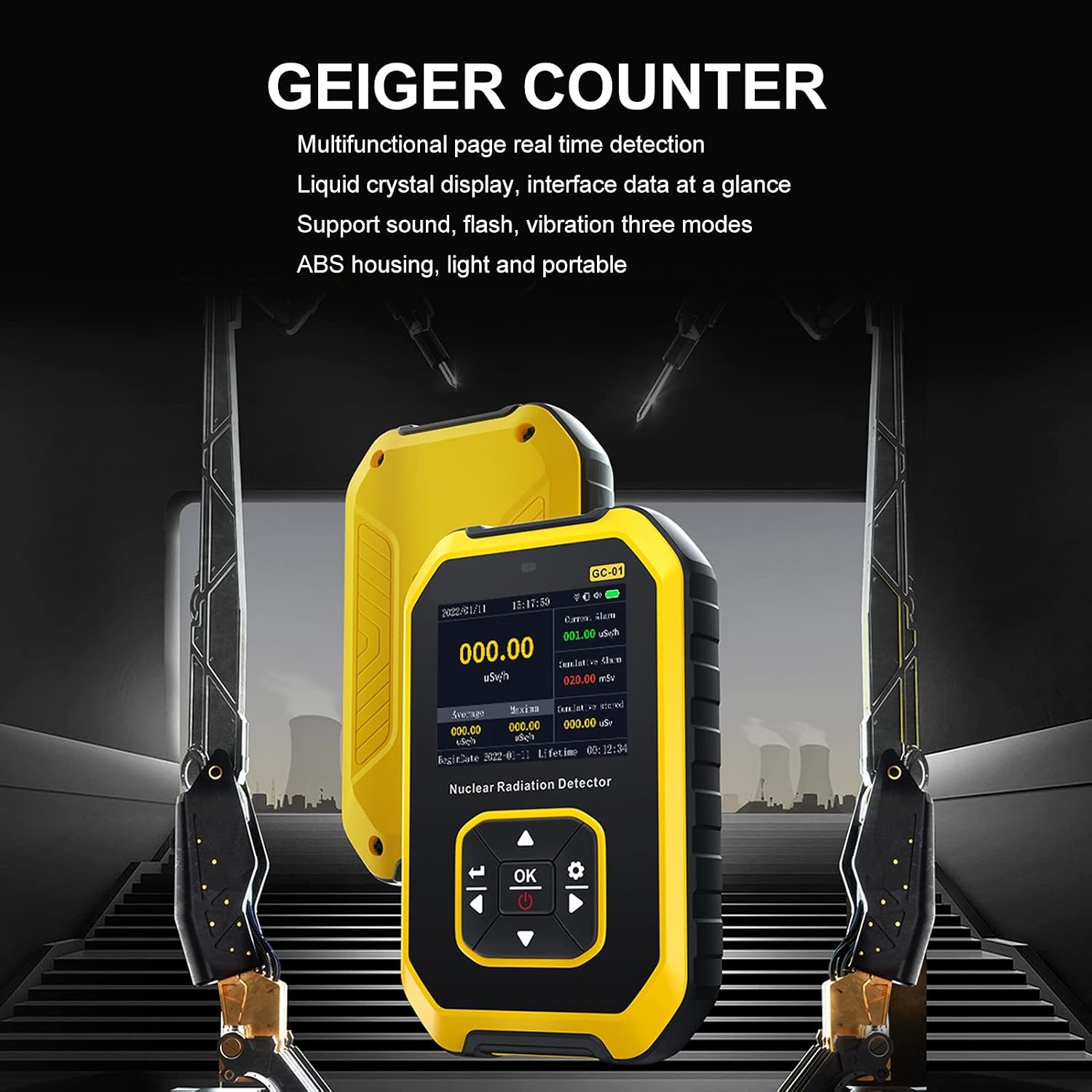 Geiger Counter, Nuclear Radiation Detector and Dosimeter with Real-Time LCD, Gamma Beta X-Ray Survey Meter for