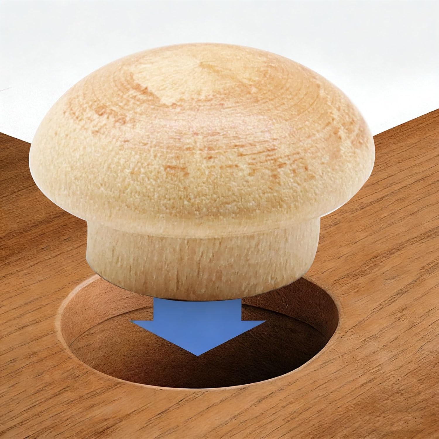 Wood Plugs, Maple Button Top Screw Covers, 100 Pack, 3/8 Inch | Round-Head Hardwood Plugs