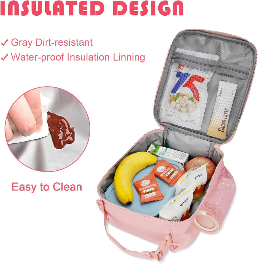 Lunch Box Kids Large Initial Insulated Lunch Bag for Girls | Toddler Lunchbox, Leak-Proof, Reusable Lunchbag, School