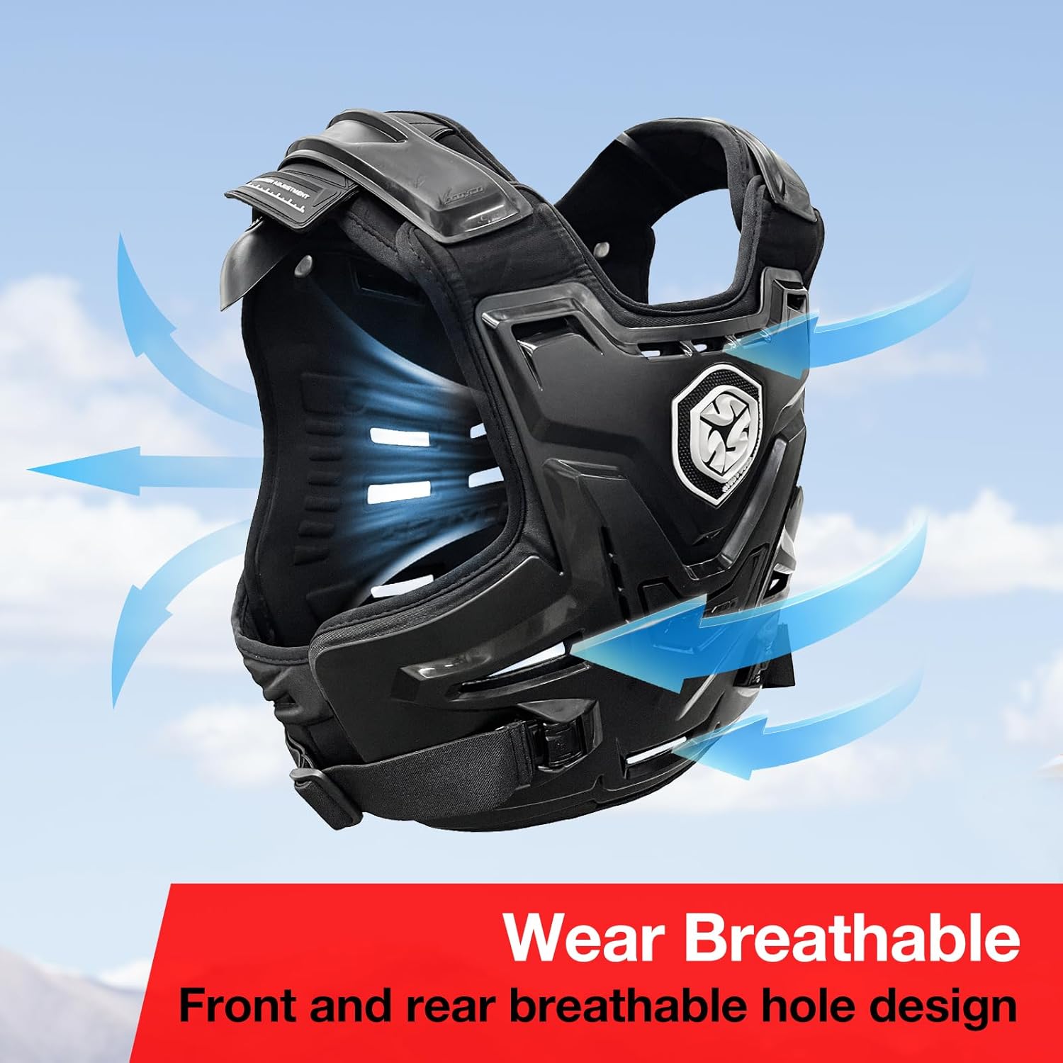 Chest Protector Motocross Breathable Motorcycle Armor Vest for Adult | Adjustable Dirt Bike Chest and Back Protective