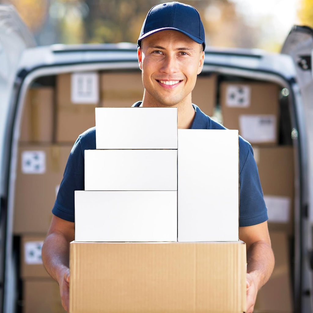 12 Pack Small Shipping Boxes Assorted Sizes, White Corrugated Box Mailers, 8x6x4 &9x6x4 & 10x7x5 & 11x6x6 3 PCS Each