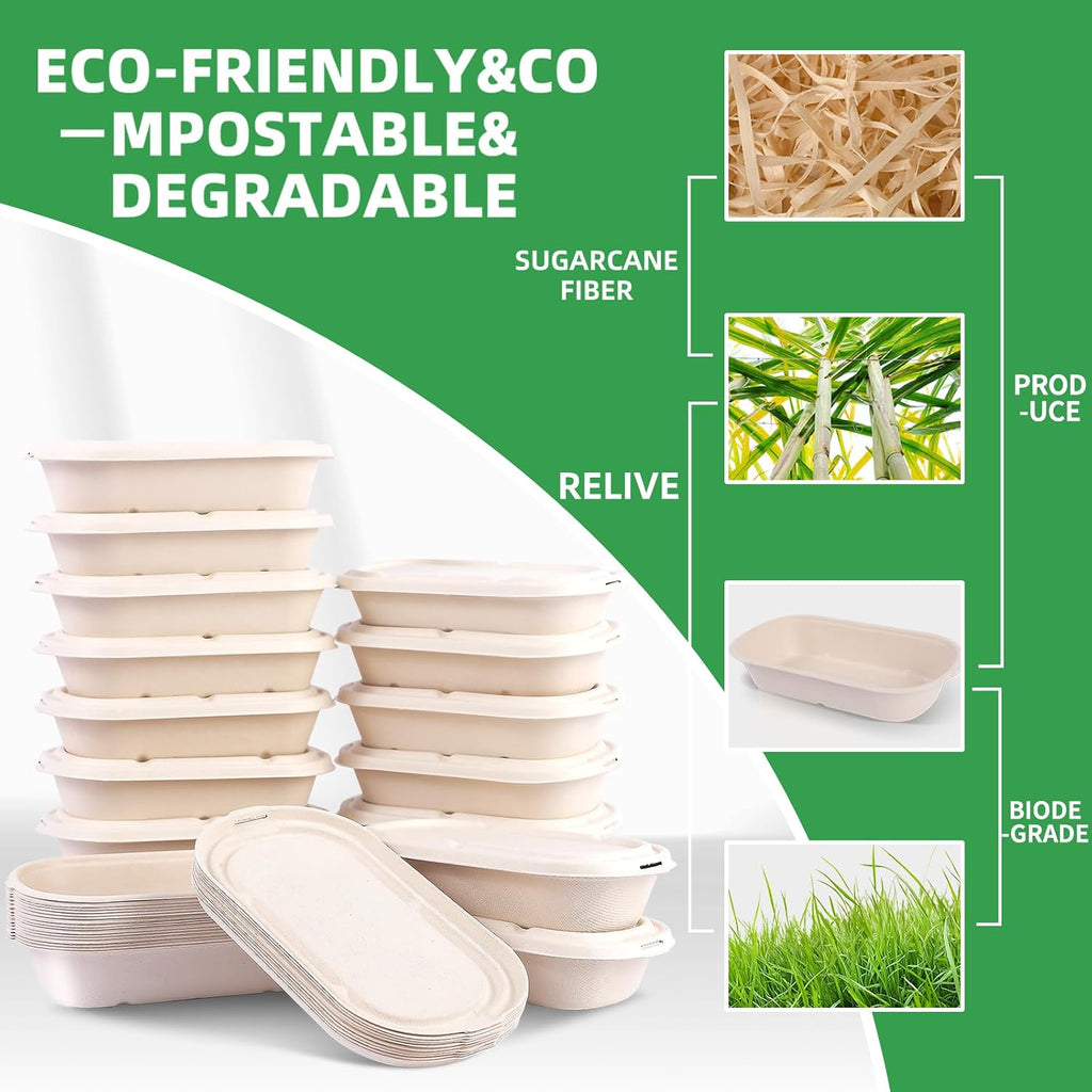 50Pcs(24oz) Disposable Meal Prep Food Containers with Lids