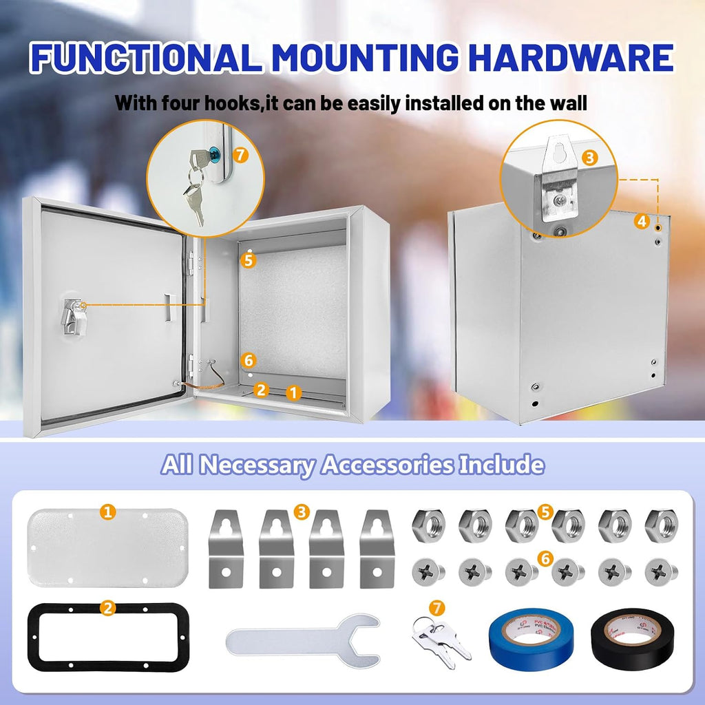 Outdoor Electrical Box 16x16x8 NEMA 4X IP66 Waterproof Junction Box