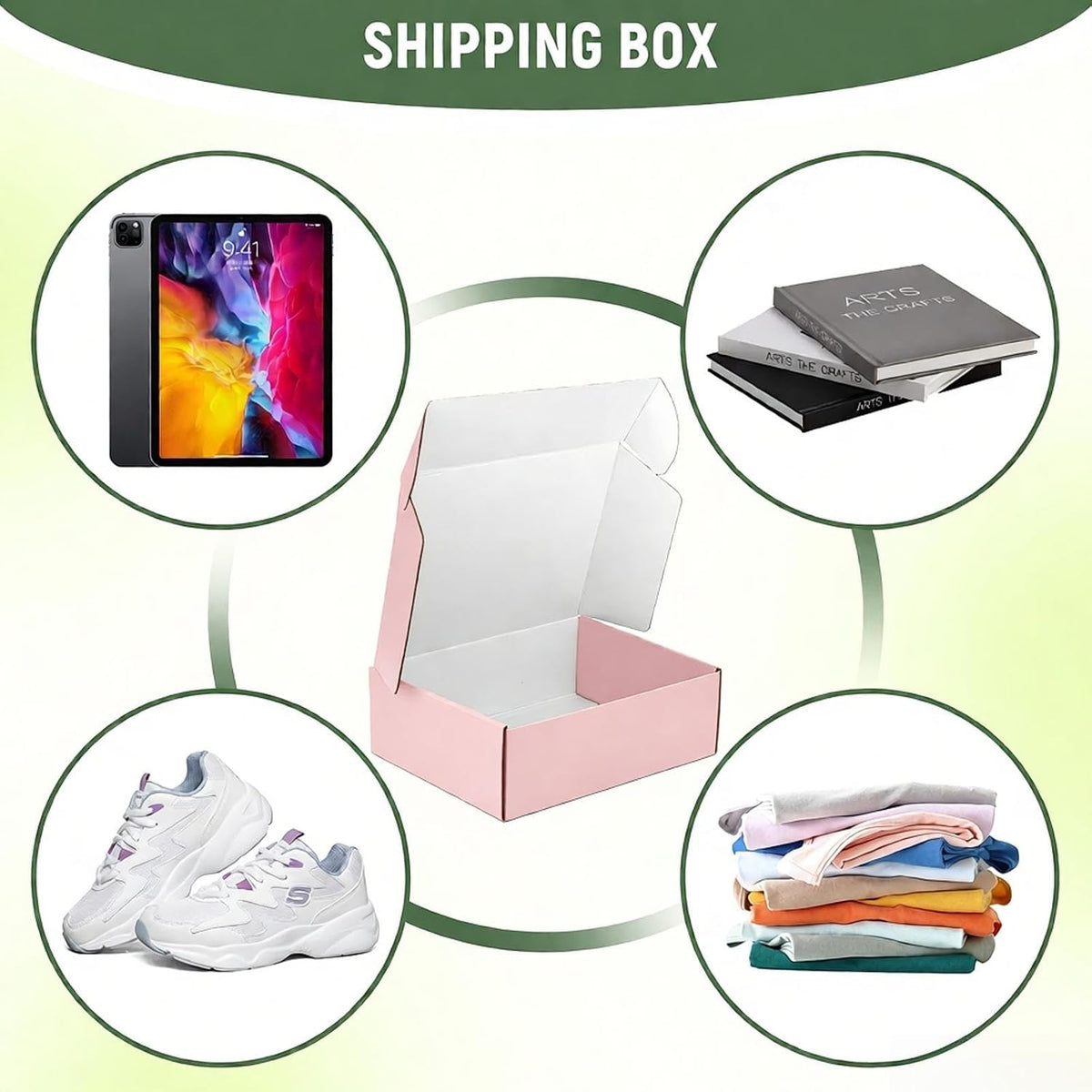 12"x9"x4" Shipping Boxes Set of 5, Pink Corrugated Cardboard Box Literature Mailer