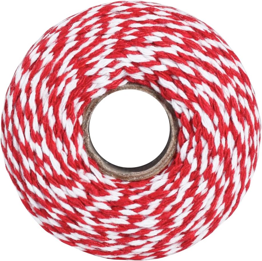 Red and White Twine, 656 Feet 2mm Cotton Bakers Twine String