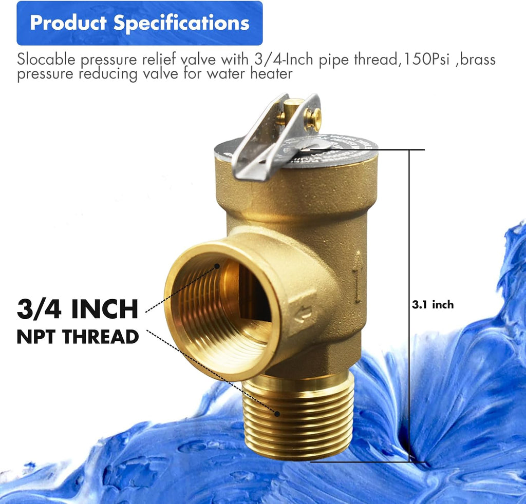 VAV 3/4" Pressure Relief Valve, 150 PSI, Lead-Free, CSA Listed