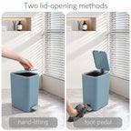 Small Bathroom Trash Can with Lid, 2.1 Gallon Slim Step Trash Can, Blue