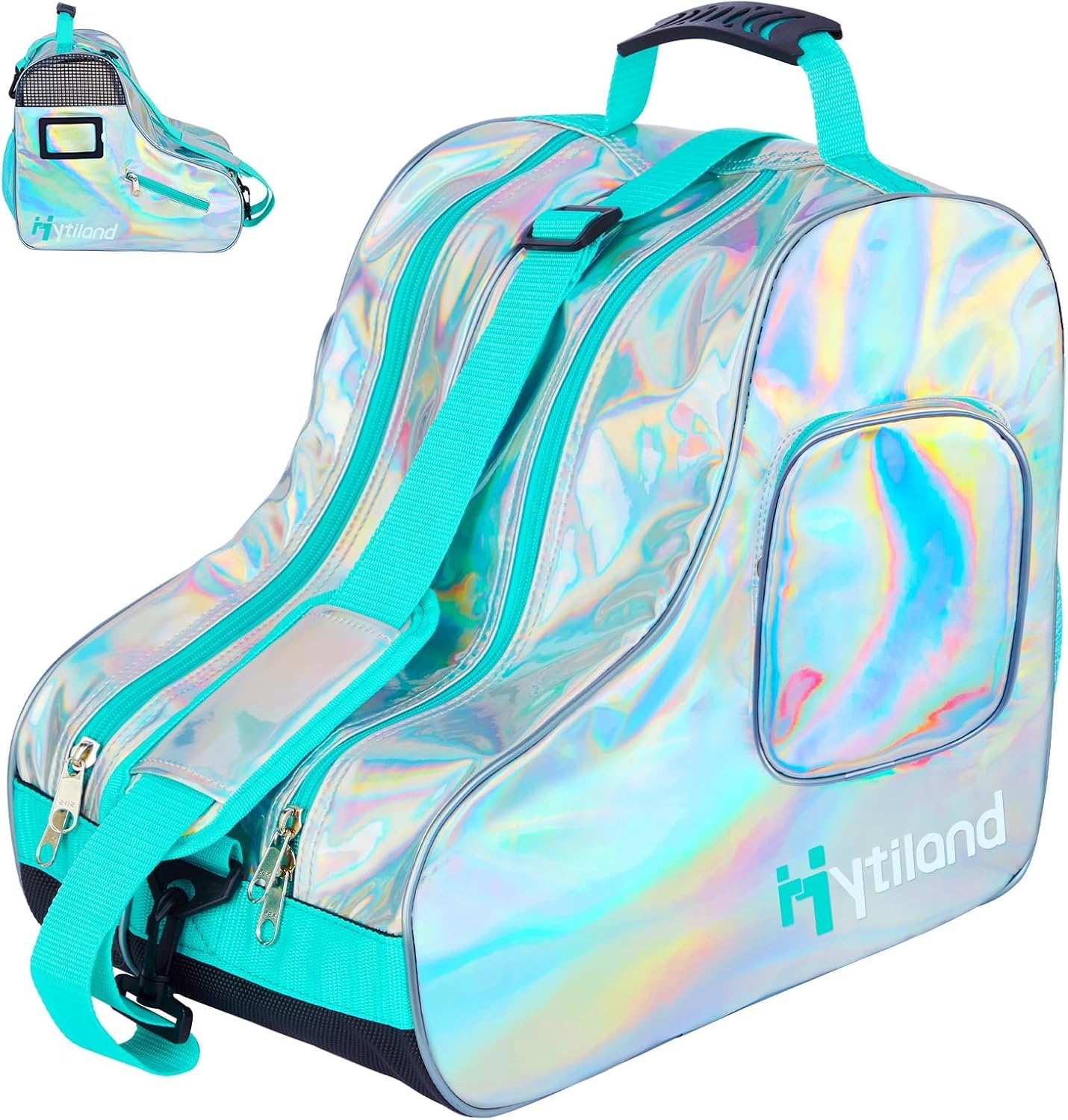 Roller Skate Bag for Inline Skates Ice Skates and Figure Skating Stylish Plain Holographic Fashion Design Spacious