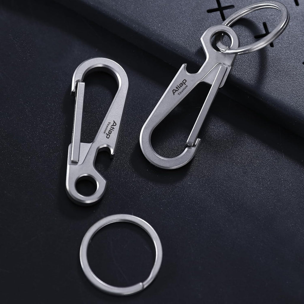 Titanium Keychain Clip, Minimalist Key Ring Organizer with Built-in Bottle Opener, Lightweight Quick Release Key