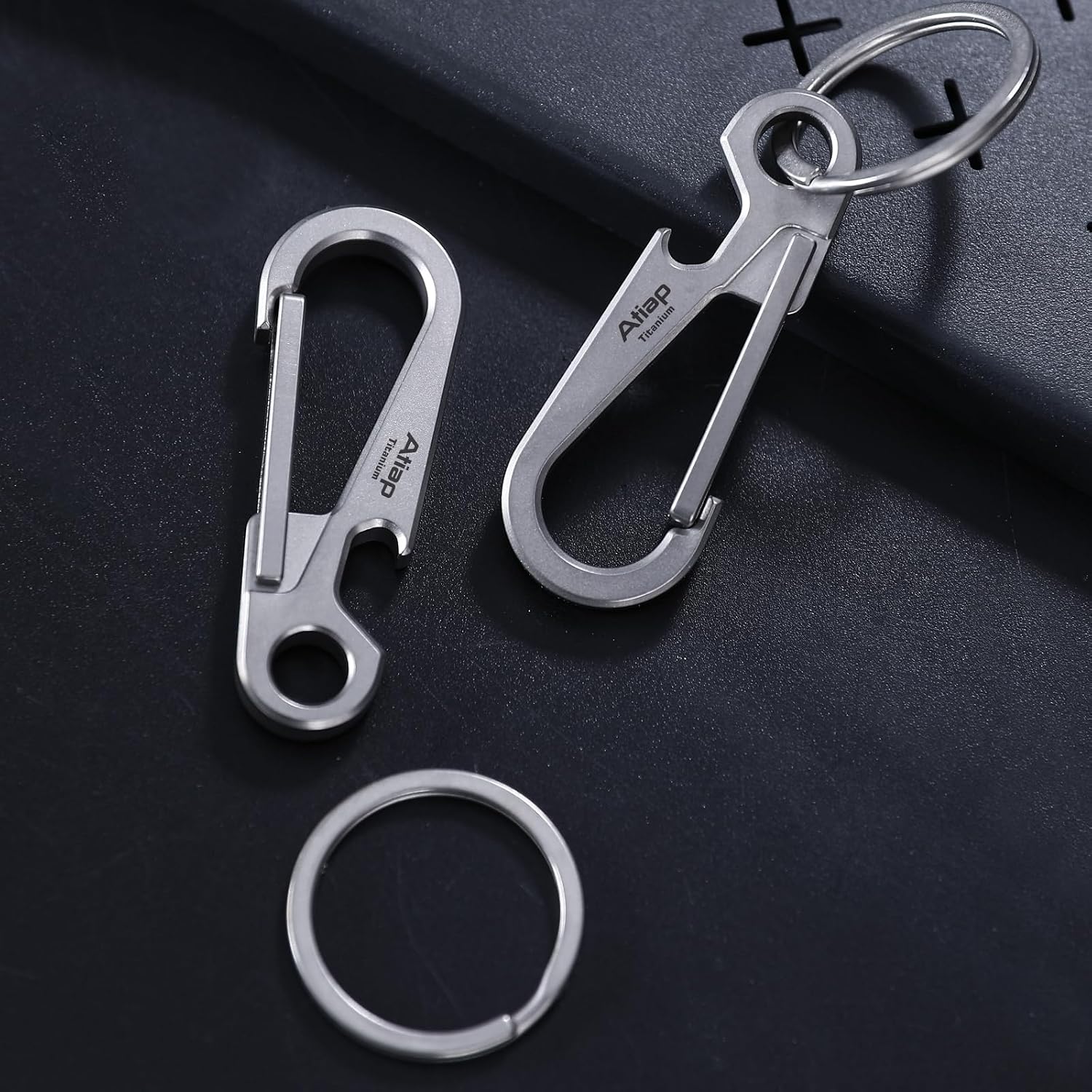 Titanium Keychain Clip, Minimalist Key Ring Organizer with Built-in Bottle Opener, Lightweight Quick Release Key