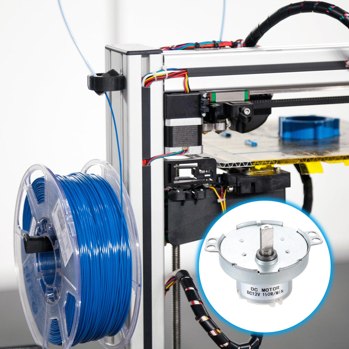 MECCANIXITY Slow Speed Motor JS-50T D-Shaft Gear Electric Motor, 12V DC 150RPM Motor CW/CCW D Shaft DC Motor Large Torque for 3D Printer Filament Rotating Display Stand