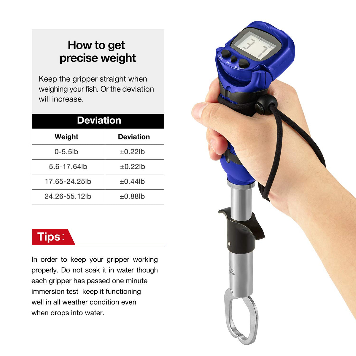 Fish Gripper with Digital Scale, Blue