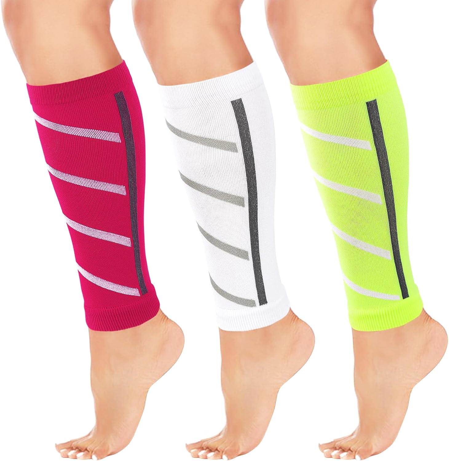 3 Pairs Calf Compression Sleeve for Men and Women for Running Athletic Nurses Work Support Travel Flight Sports