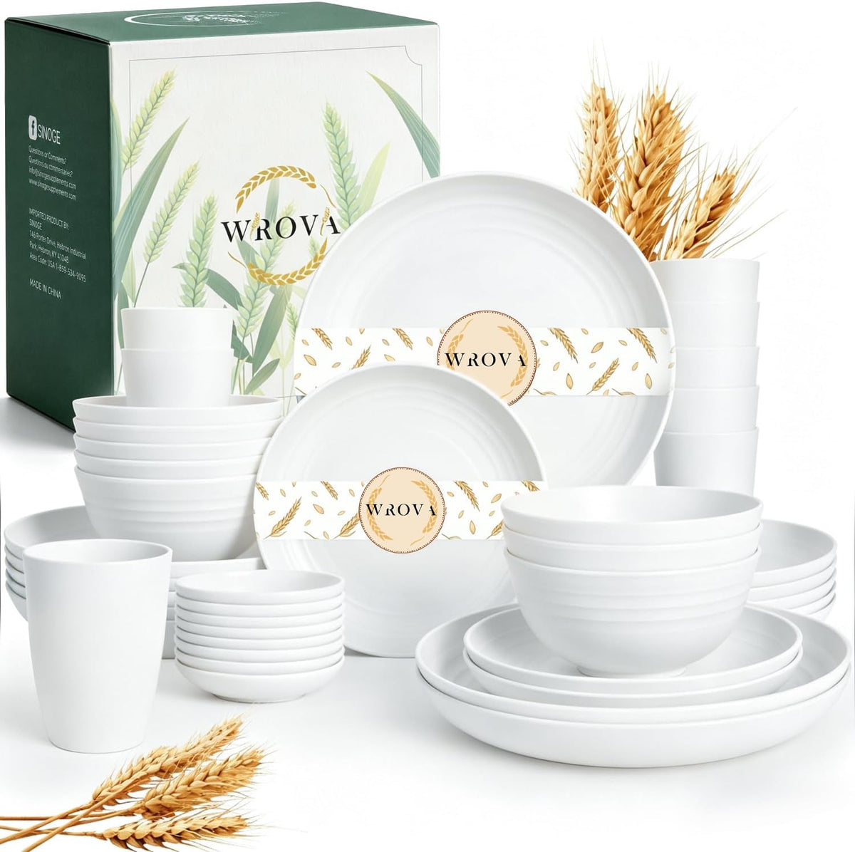 Modern Plates and Bowls Sets for 8,White Dinnerware Sets 40PCS Dishes