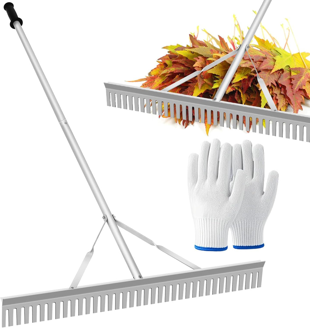 Aluminum Landscape Rake,36 inch Landscape Rake (36" Head X 67" Handle) | Leaf Rake Tool for Loosening Soil,Lawn