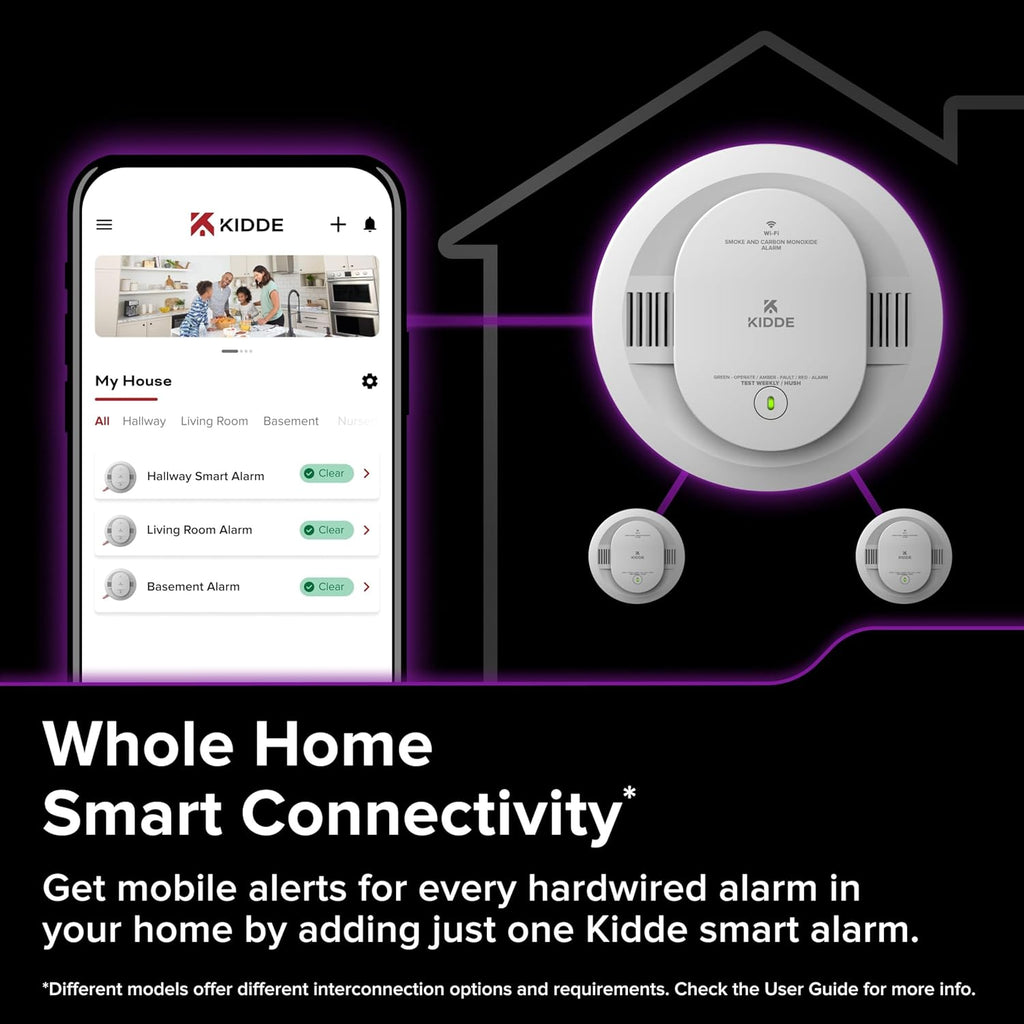 Hardwired Kidde App Enabled Smart Smoke and Carbon Monoxide Detector, AA Battery Backup, Voice Alerts, Interconnected