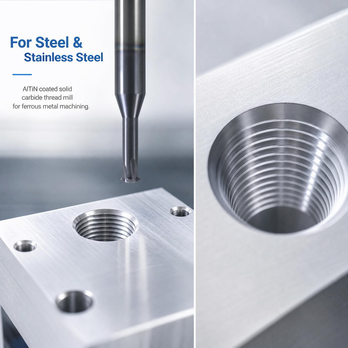 XYunEnZ Solid Carbide Thread Mill, 5/8" 11-32 TPI, 0.49" Dia, 4 Flute