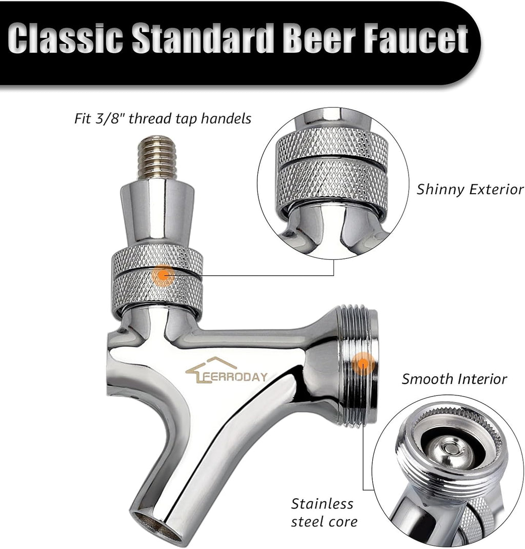 Stainless Steel Core Ball Lock Beer Faucet, Self-Closing Beer Tap | Keg Tap Faucet with Ball Lock Quick Disconnect
