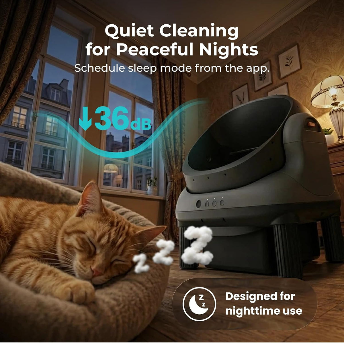 Self Cleaning Litter Box, Open Top Automatic Litter Box, Safety Sensors Protection, App Control for Multiple Cats