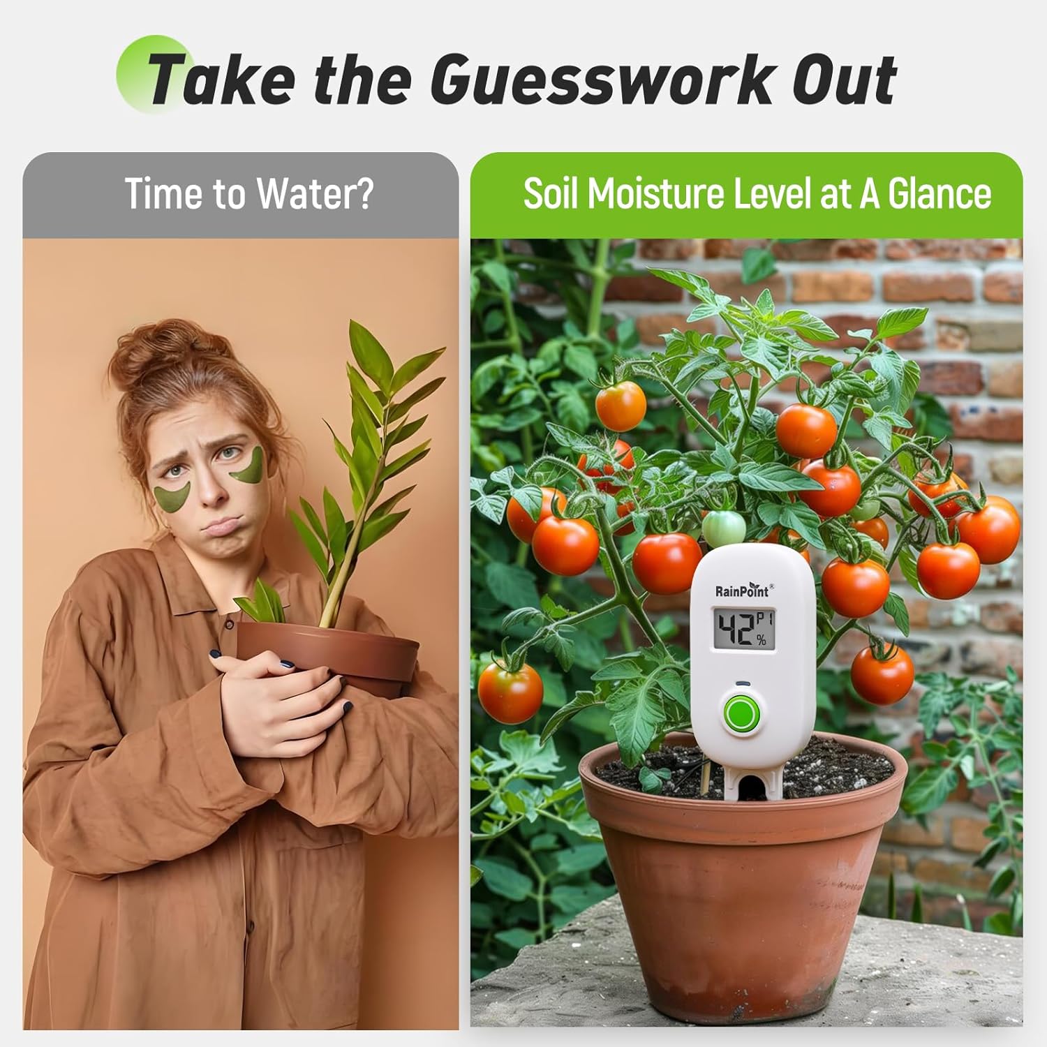 Smart Digital Wireless Plant Moisture Meter Houseplant Indoor,WiFi Hub Needed,Capacitive Probe,Leave-in Soil