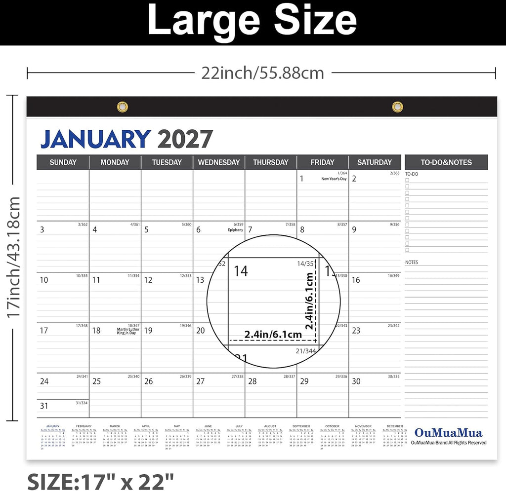 Large Desk Calendar 2026-2027 - 19 Months from Jun. 2026 through Dec. 2027, 22 x 17 Inches Desktop Wall Calendar with