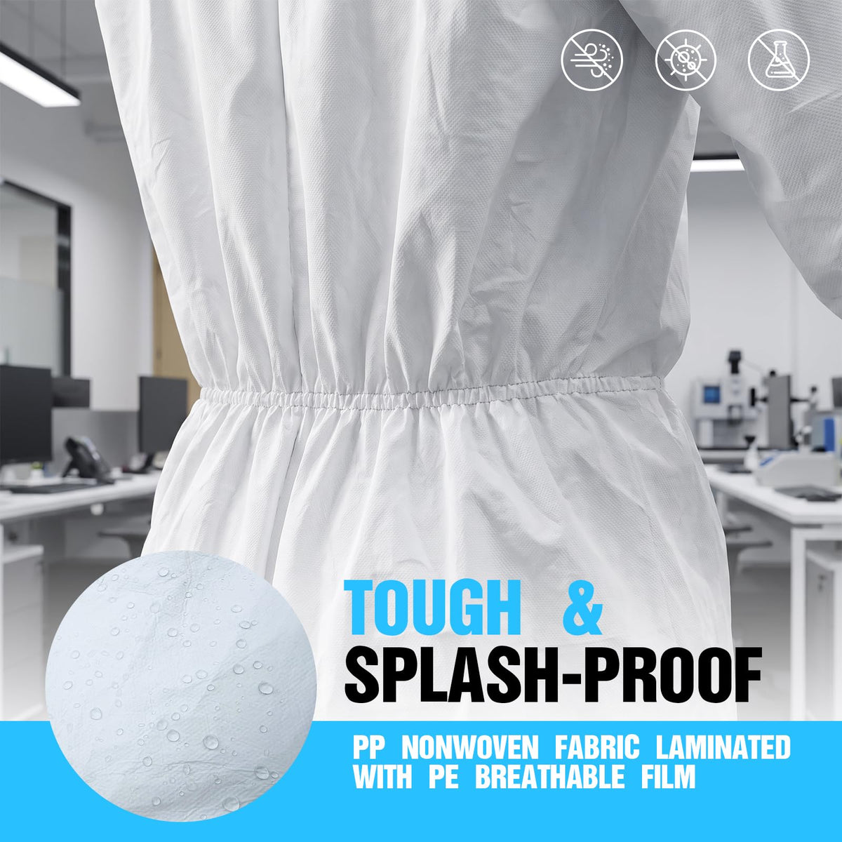 25-Pack Disposable Hazmat Suit,with Hood & Boot Covers (L)