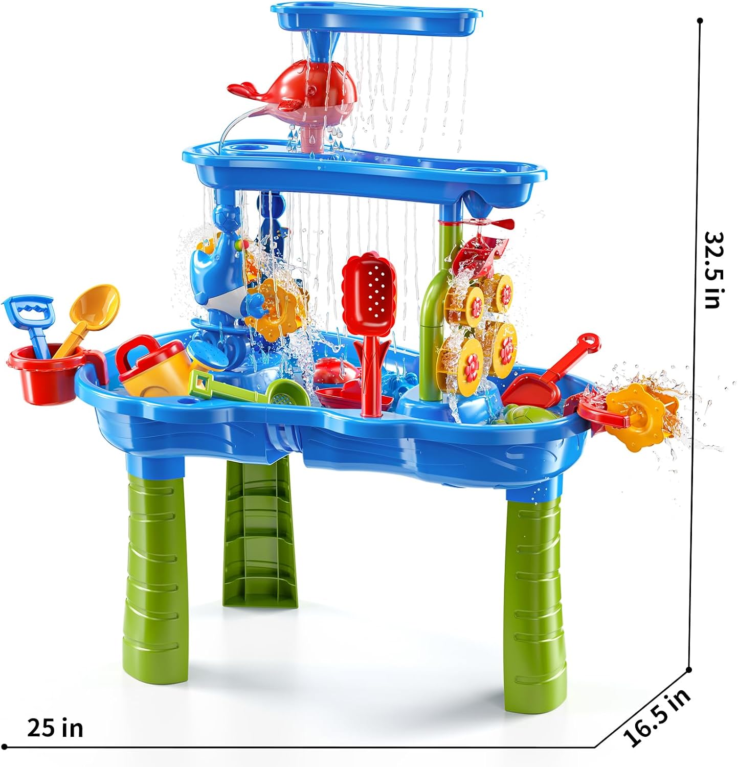 3-Tier Water Table for Kids Ages 4-8 3-5, Sand and Water Table for Toddler with Beach Toys, Outdoor Toys Activity
